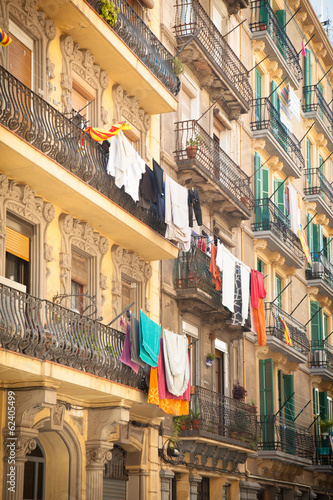 barcelona balconies with laundry