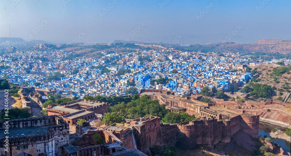 Aerial panorama of Jodhpur - the blue city. Rajasthan, India