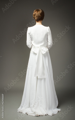 White bride dress back side