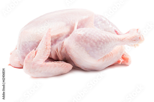 Raw chicken isolated horizontal close up