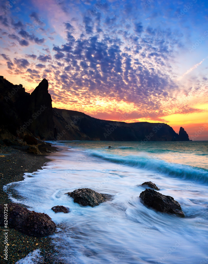 Sea bay during sunset. Beautiful natural seascape Sea bay during sunset. Beautiful natural seascape