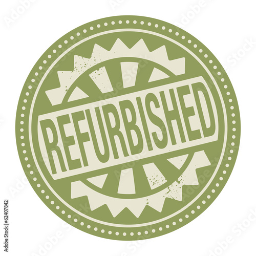 Abstract stamp or label with the text Refurbished written inside