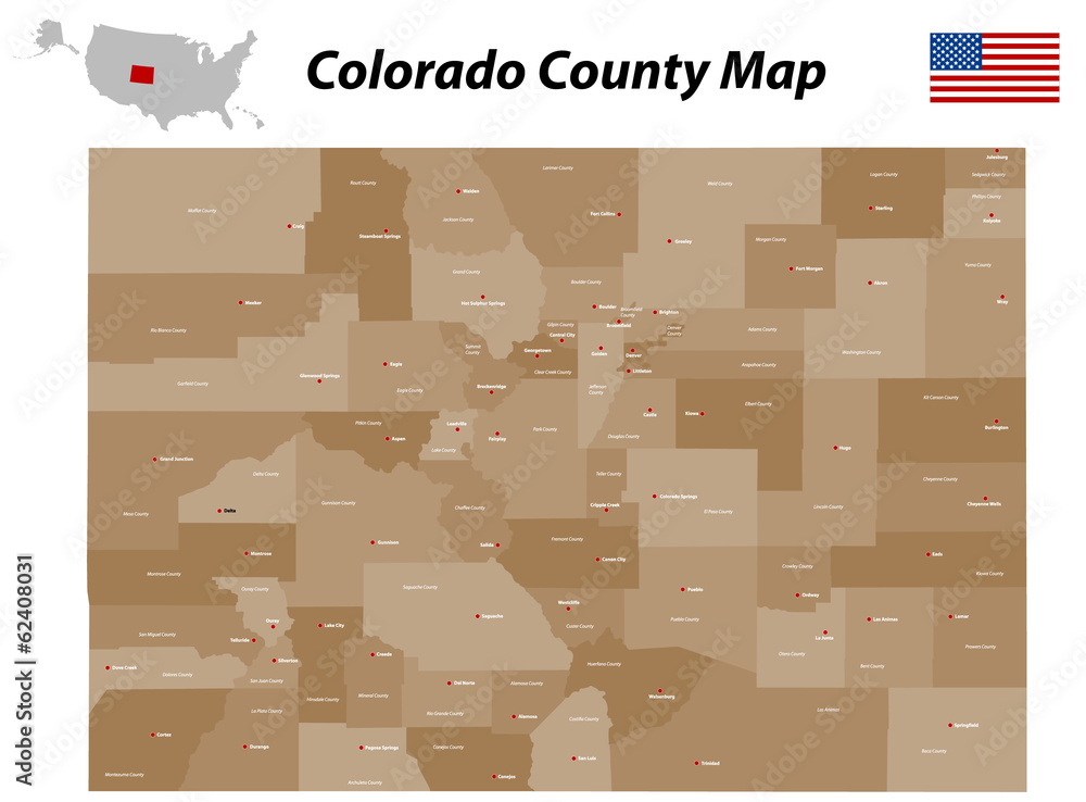 Colorado County Map Stock Vector | Adobe Stock