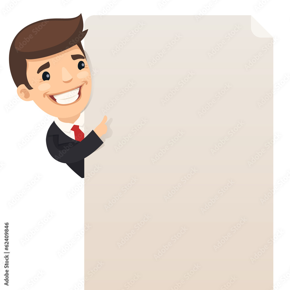 Businessman looking at blank poster