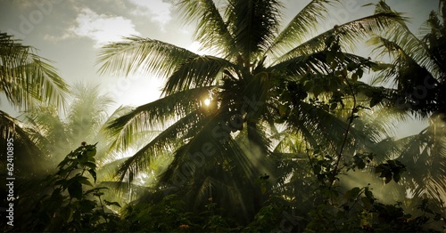 sun through the palm trees