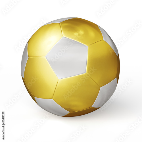 Golden soccer ball isolated