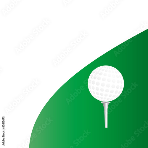 Golf ball on green grass field  vector illustration