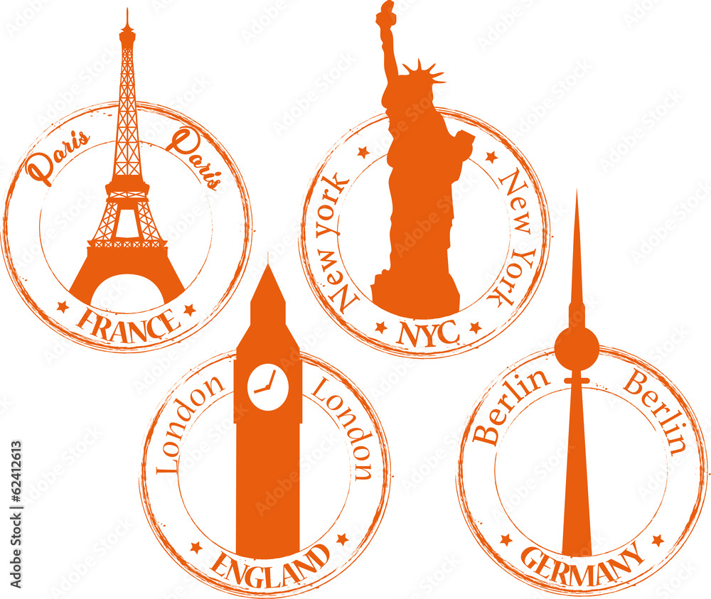 Naklejka premium Tampon Paris- Londre -Berlin-NYC