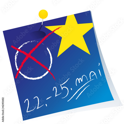 Post-it,Europawahl,Wahlkreuz,Pin,Stern,Datum,frei