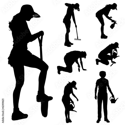Vector silhouette of a gardener.