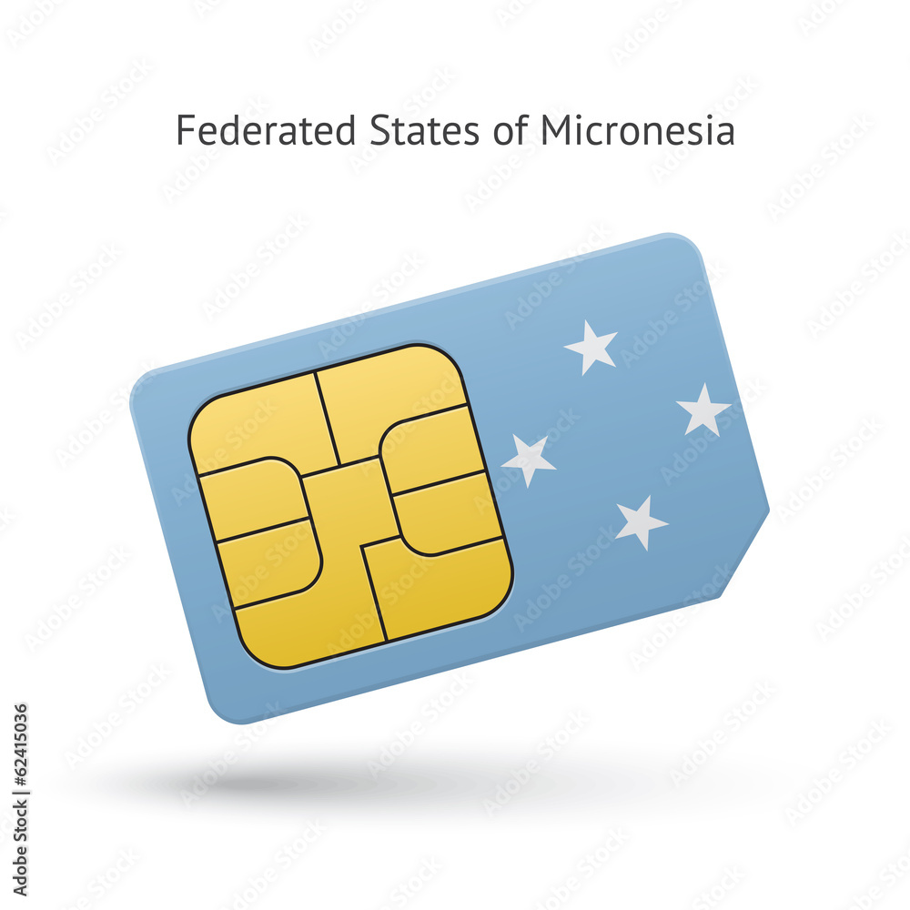 Micronesia mobile phone sim card with flag. Micronesia mobile phone sim card with flag.