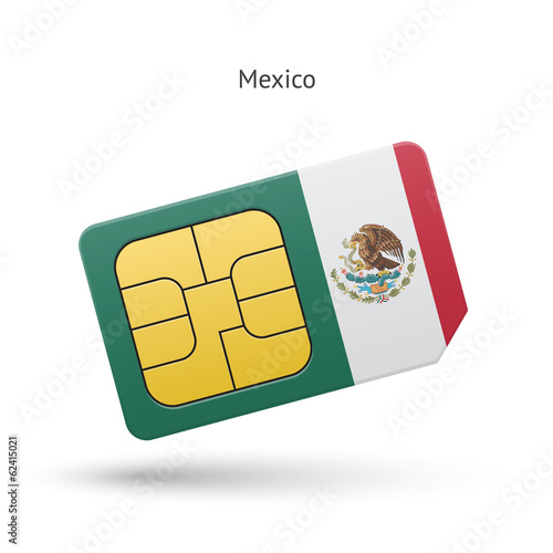 Mexico mobile phone sim card with flag.