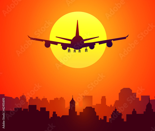 City Sunset   Afternoon Flight-Vector
