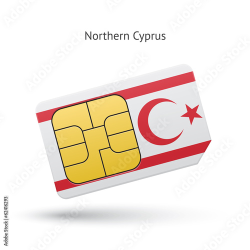 Northern Cyprus mobile phone sim card with flag.