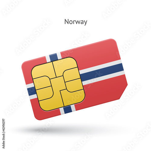 Norway mobile phone sim card with flag.