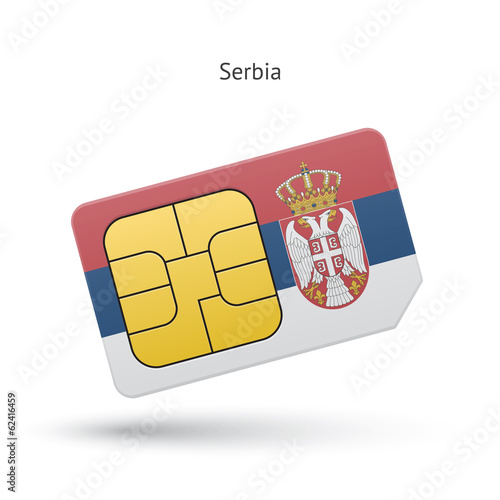 Serbia mobile phone sim card with flag.