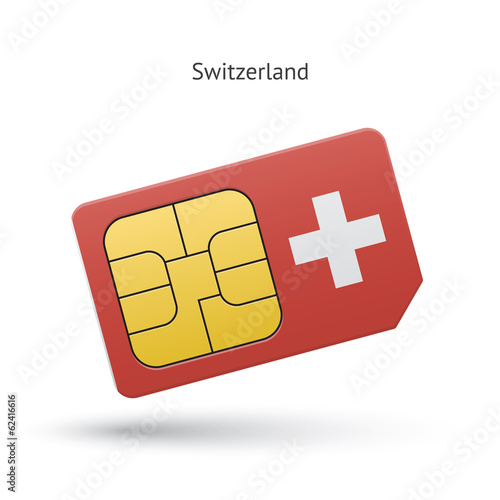 Switzerland mobile phone sim card with flag.