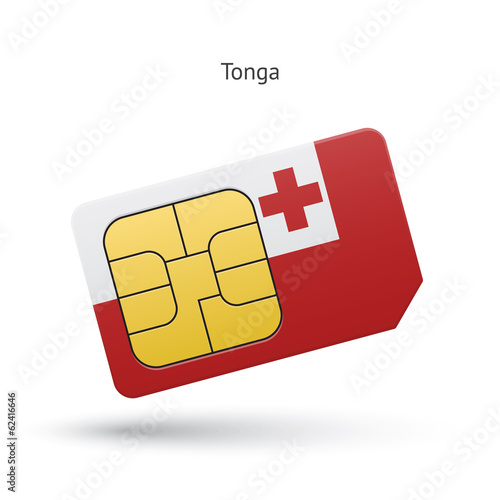 Tonga mobile phone sim card with flag.