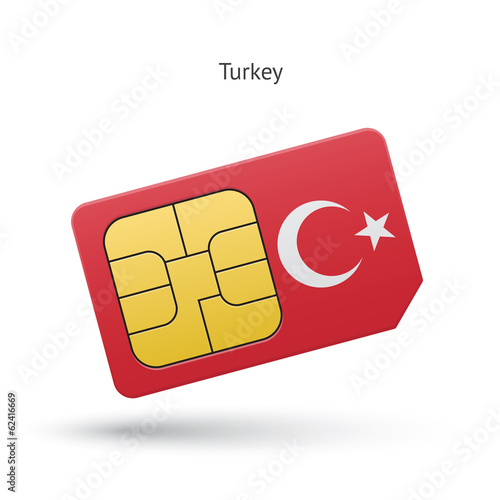 Turkey mobile phone sim card with flag.