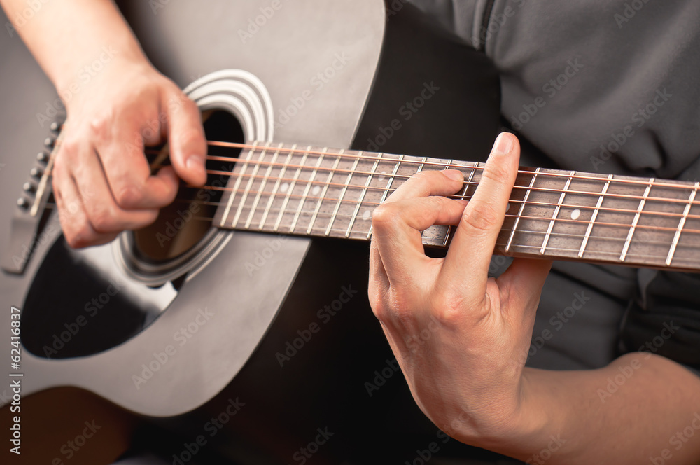 playing the guitar