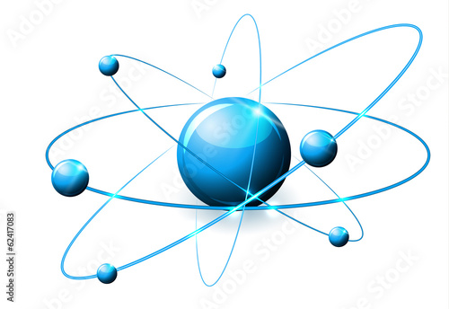 Molecule abstract illustration, beautiful bright blue colors