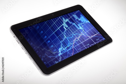 Digital Tablet with Stock Chart Diagram inside