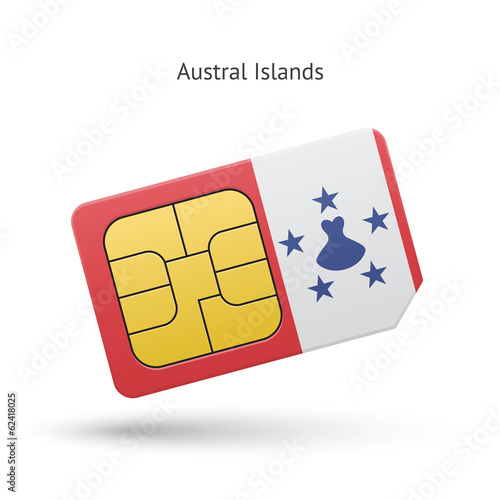 Austral Islands mobile phone sim card with flag.