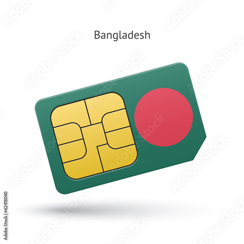 Bangladesh mobile phone sim card with flag. photo