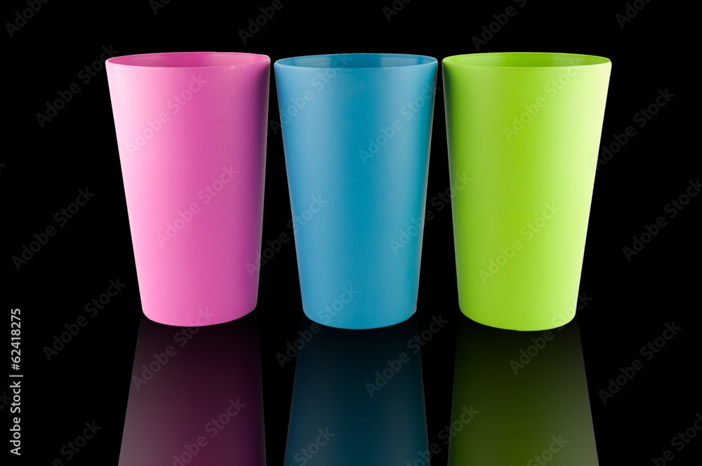 Plastic glass on black background Plastic glass on black background