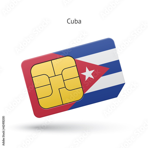 Cuba mobile phone sim card with flag.