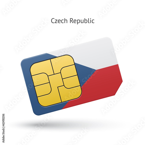 Czech Republic mobile phone sim card with flag.