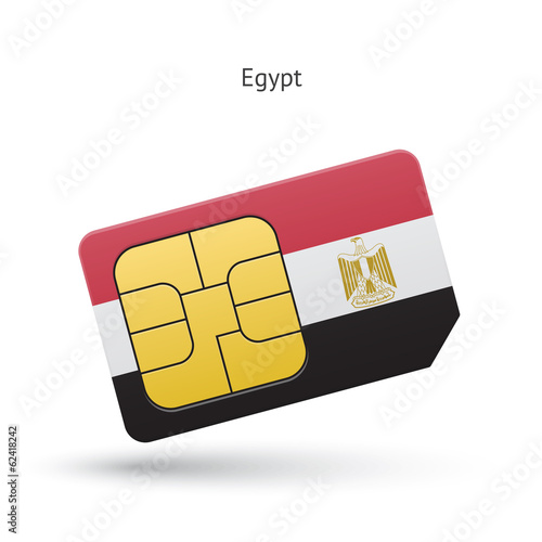 Egypt mobile phone sim card with flag.