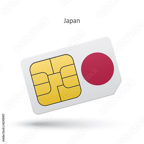 Japan mobile phone sim card with flag.