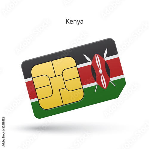 Kenya mobile phone sim card with flag.