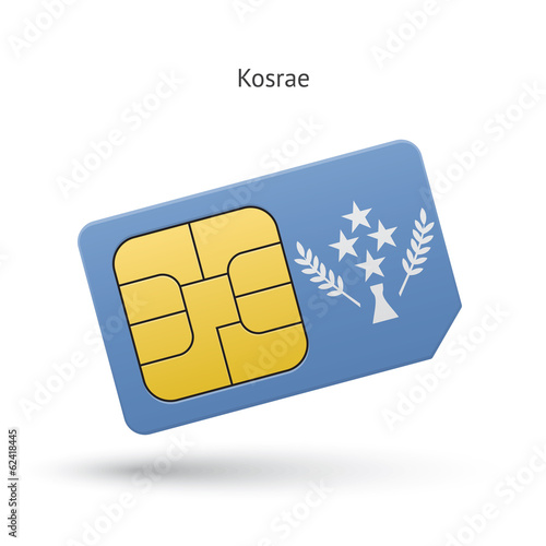 Kosrae mobile phone sim card with flag.