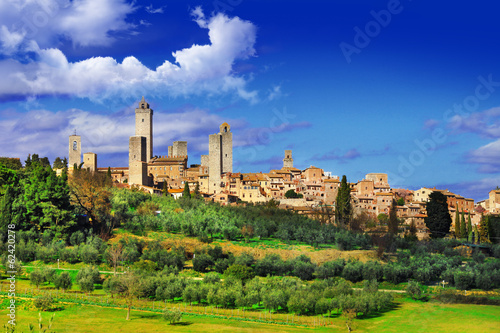 view of San Gimignano - medieval town of Toscana, Italy