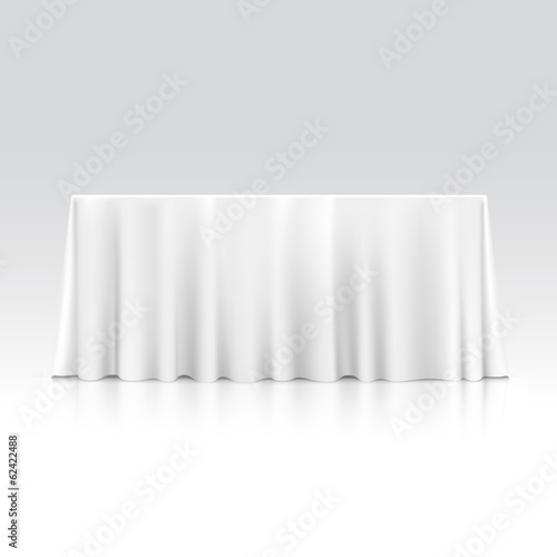 Vector Empty Rectangular Table with Tablecloth