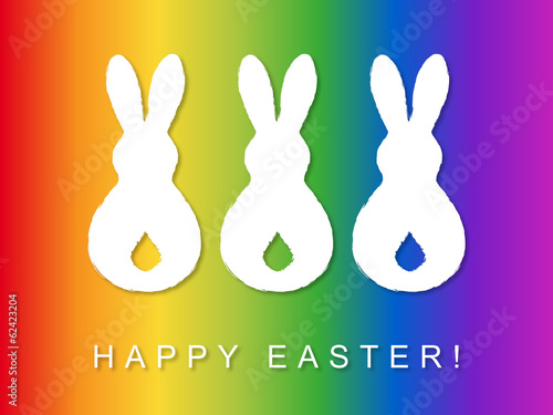 HAPPY EASTER with three rabbits