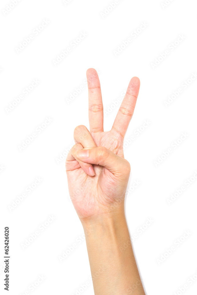 Hand showing the sign of victory Hand showing the sign of victory
