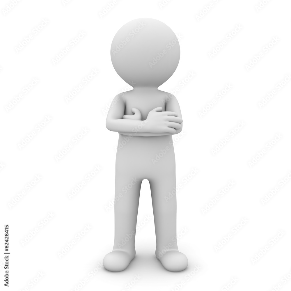 3d man standing with arms crossed over white background 3d man standing with arms crossed over white background