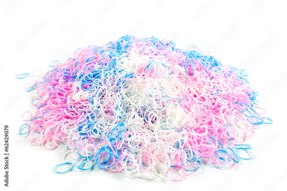 Fototapeta premium Small white blue and pink plastic band