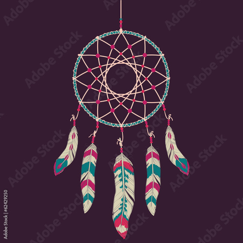 Vector colorful illustration of dream catcher