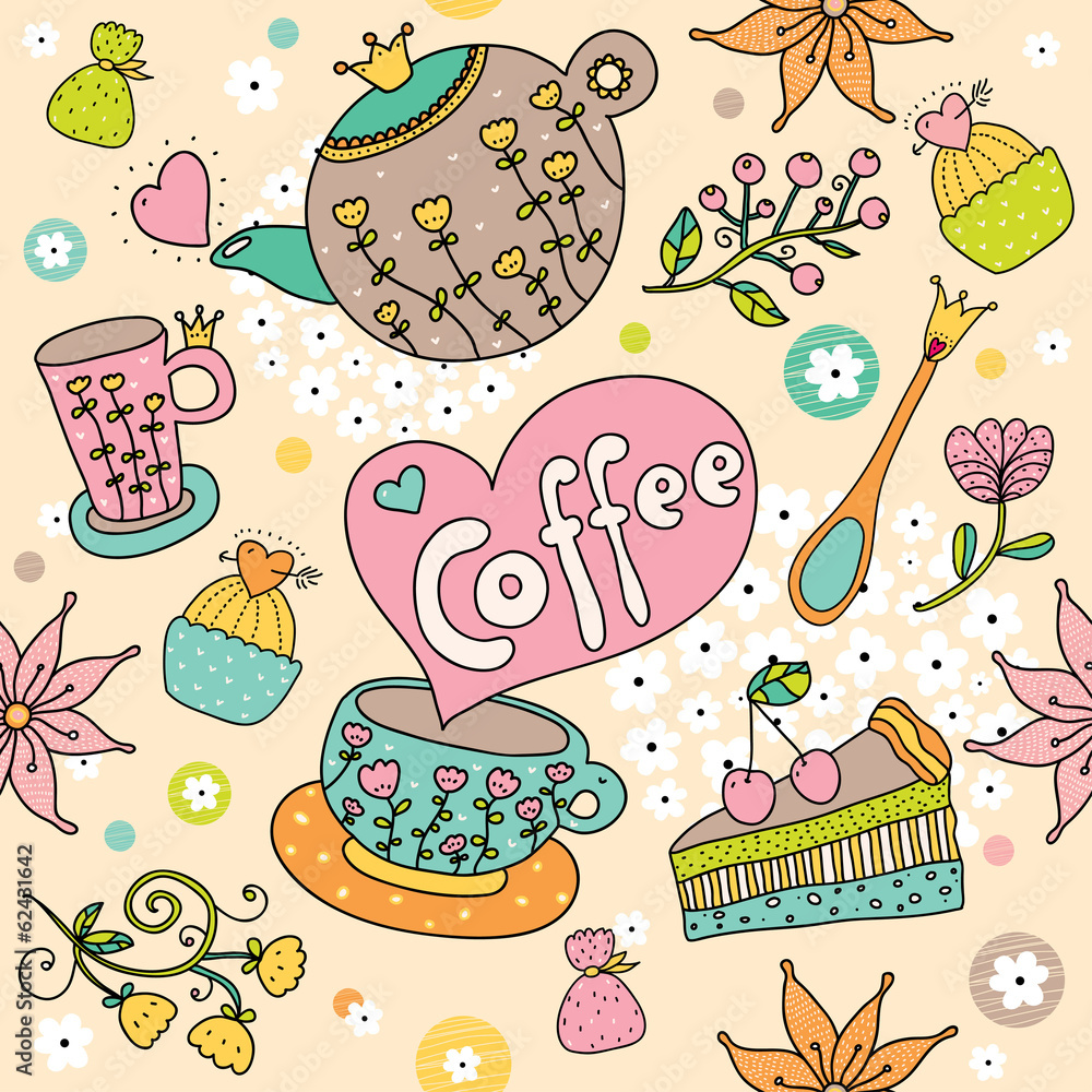 Cute seamless pattern with sweets. Cute seamless pattern with sweets.