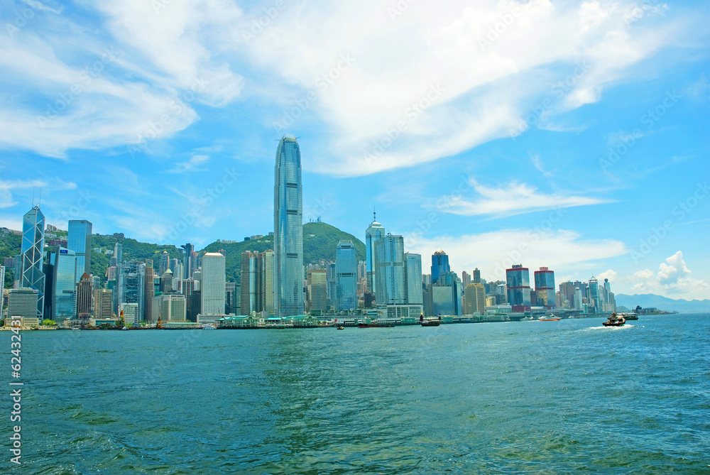 Fototapeta premium China, Hong Kong waterfront buildings
