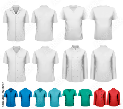 Set of white and colorful work clothes. Design template. Vector