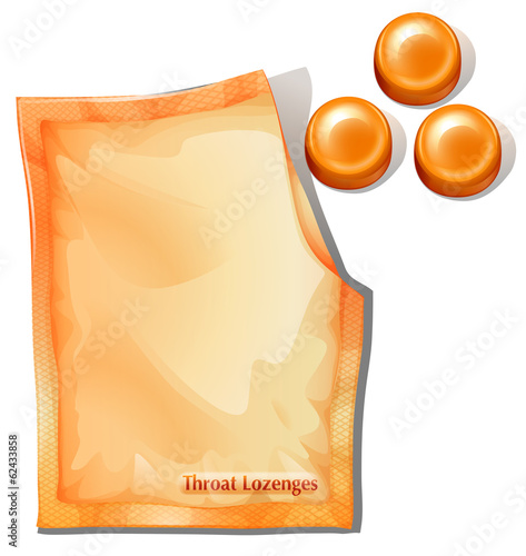 A pack of orange throat lozenges