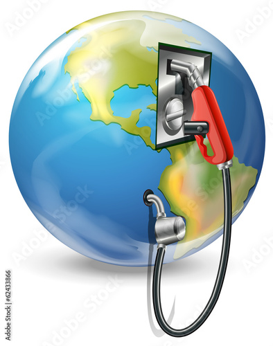 A globe and a petrol pump