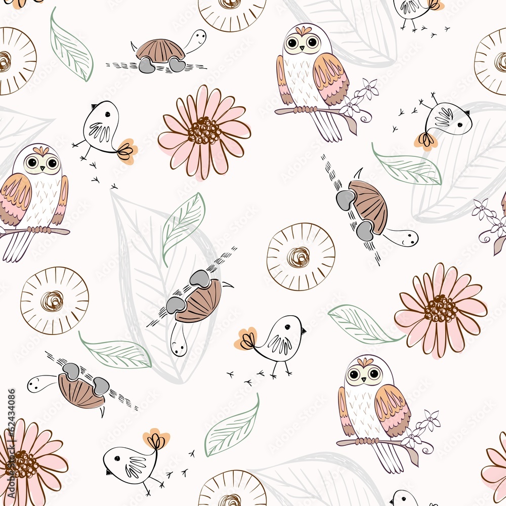 Naklejka premium illustration with owl sitting on the branches