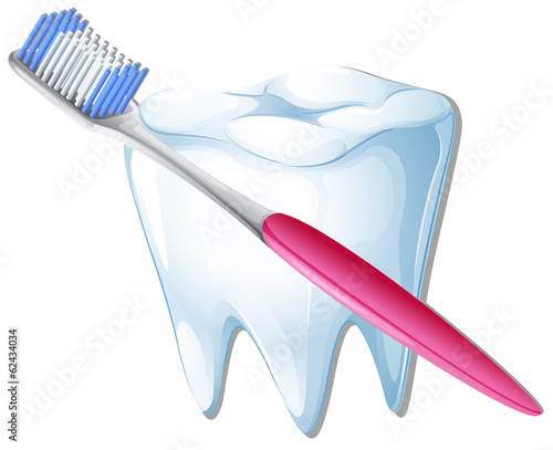 A toothbrush and a tooth