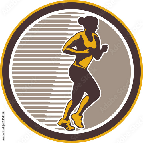 Female Marathon Runner Side View Retro